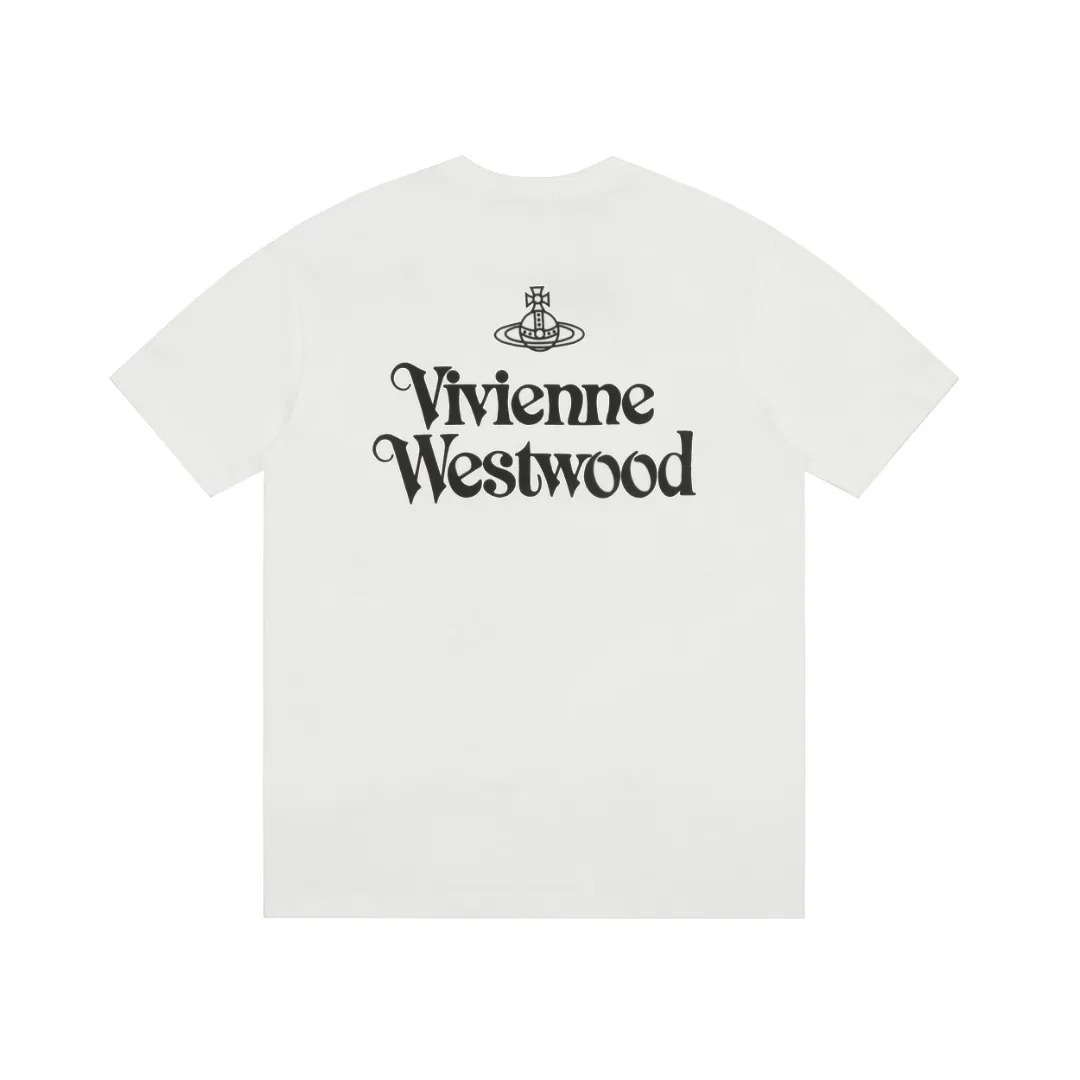 vivienne west wood Queen Mother West classic logo printed short sleeves, color matching, high-end niche, fashionable must-have matching style, 2024 top hot style, no need to say more, just open the details. Size: XS-L Color: black white
